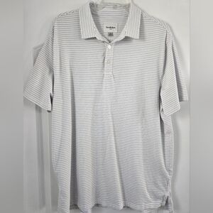 Goodfellow & Co White Polo with Thin Navy Stripes